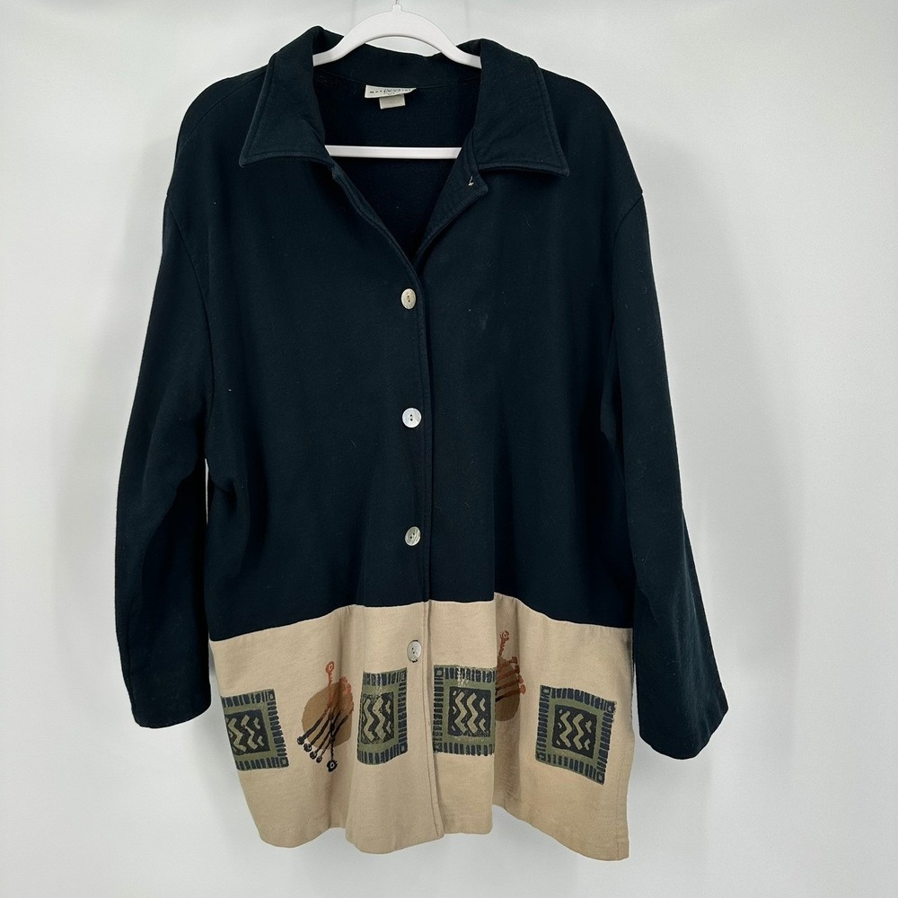 Match Point Womens Lagenlook Jacket Size XL French Terry Cotton Electic Indie